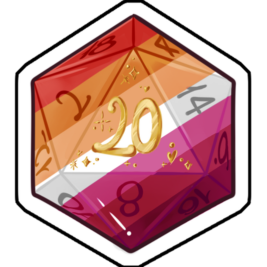 Pride Themed D20 Vinyl Stickers - Lesbian Flag